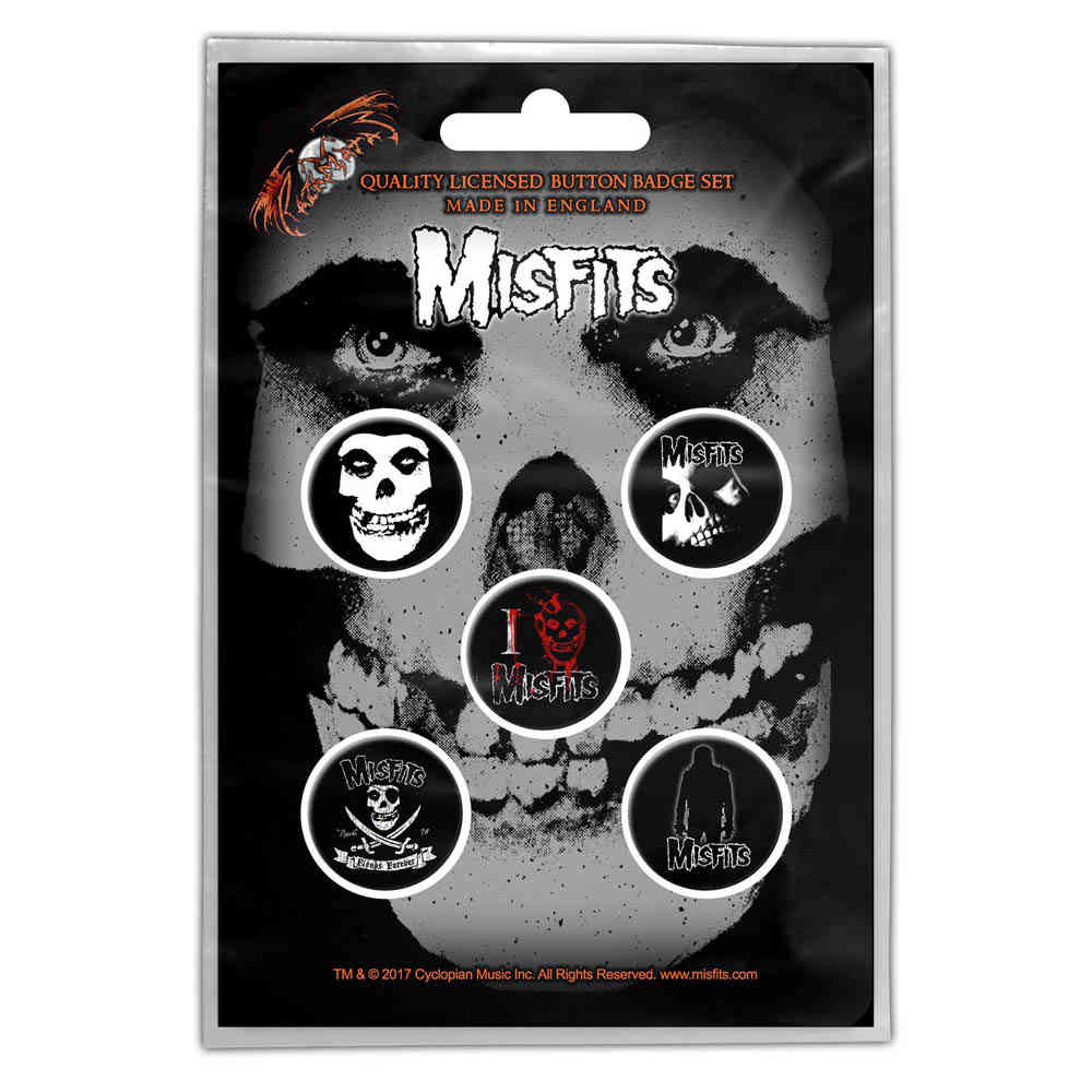 Misfits - Skull Bouton broche - Lot de 5 - Multicolore